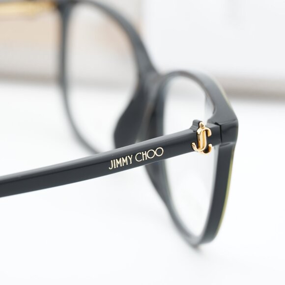Jimmy Choo JC308 0DXF 00 Square 54mm Eyeglasses - Shiny Black/Gold - Picture 6 of 10